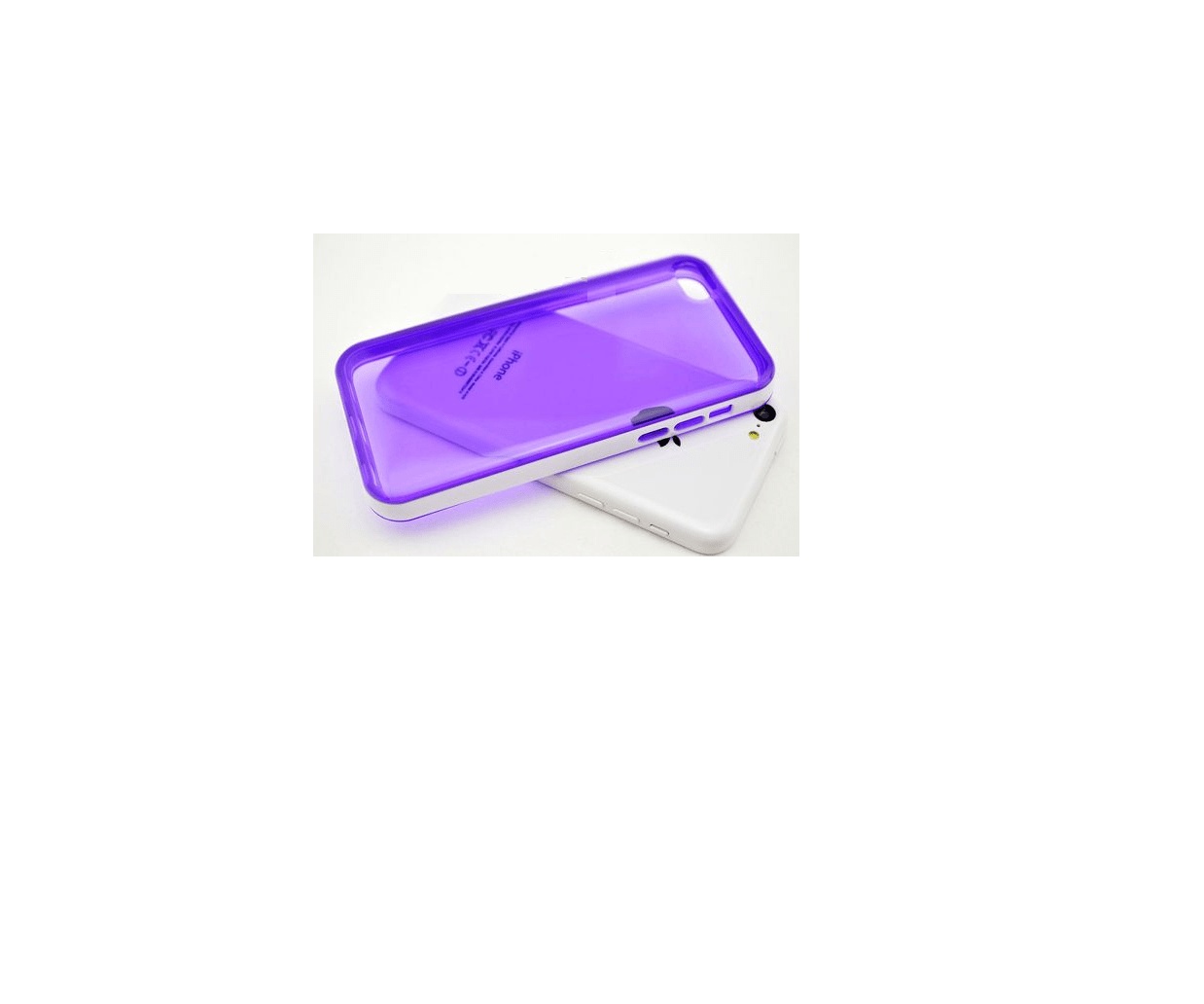 iPhone 5C TPU Crystal Gel Case (I5CTGCPWWF) (Purple with White Frame) (OEM)