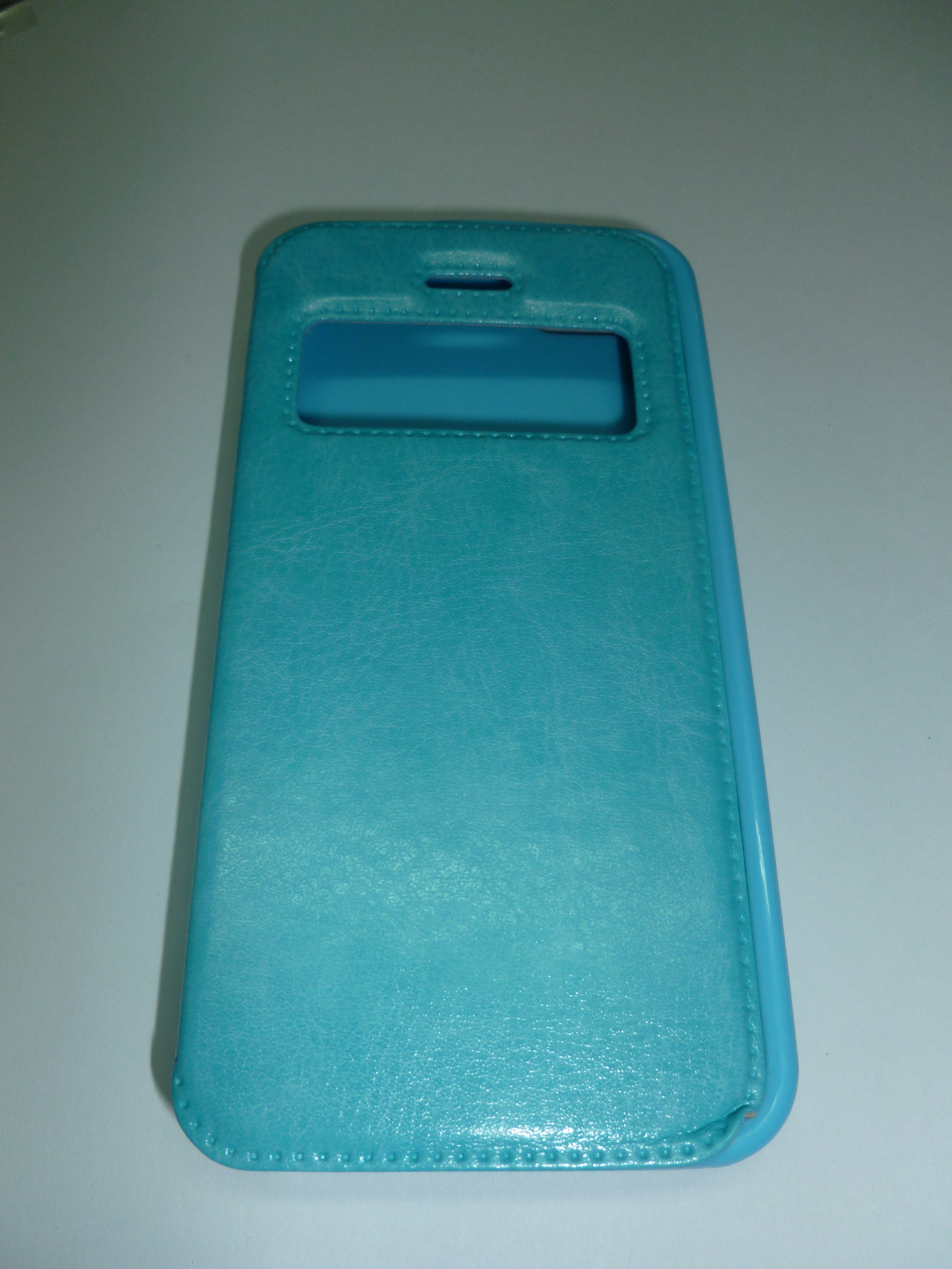 iPhone 5C Window-Style Side-Open Leather Case (Blue)