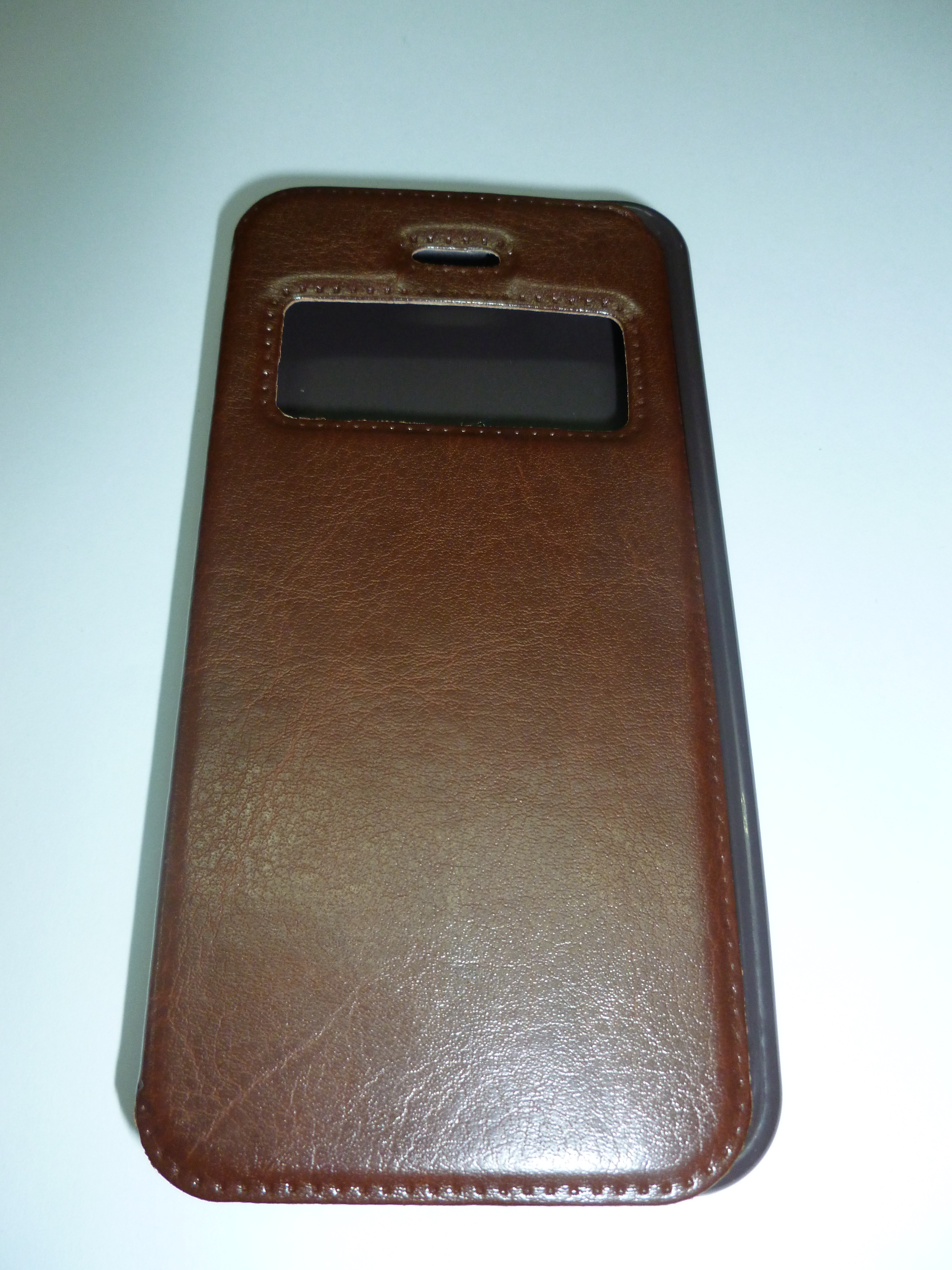 iPhone 5C Window-Style Side-Open Leather Case (Brown)