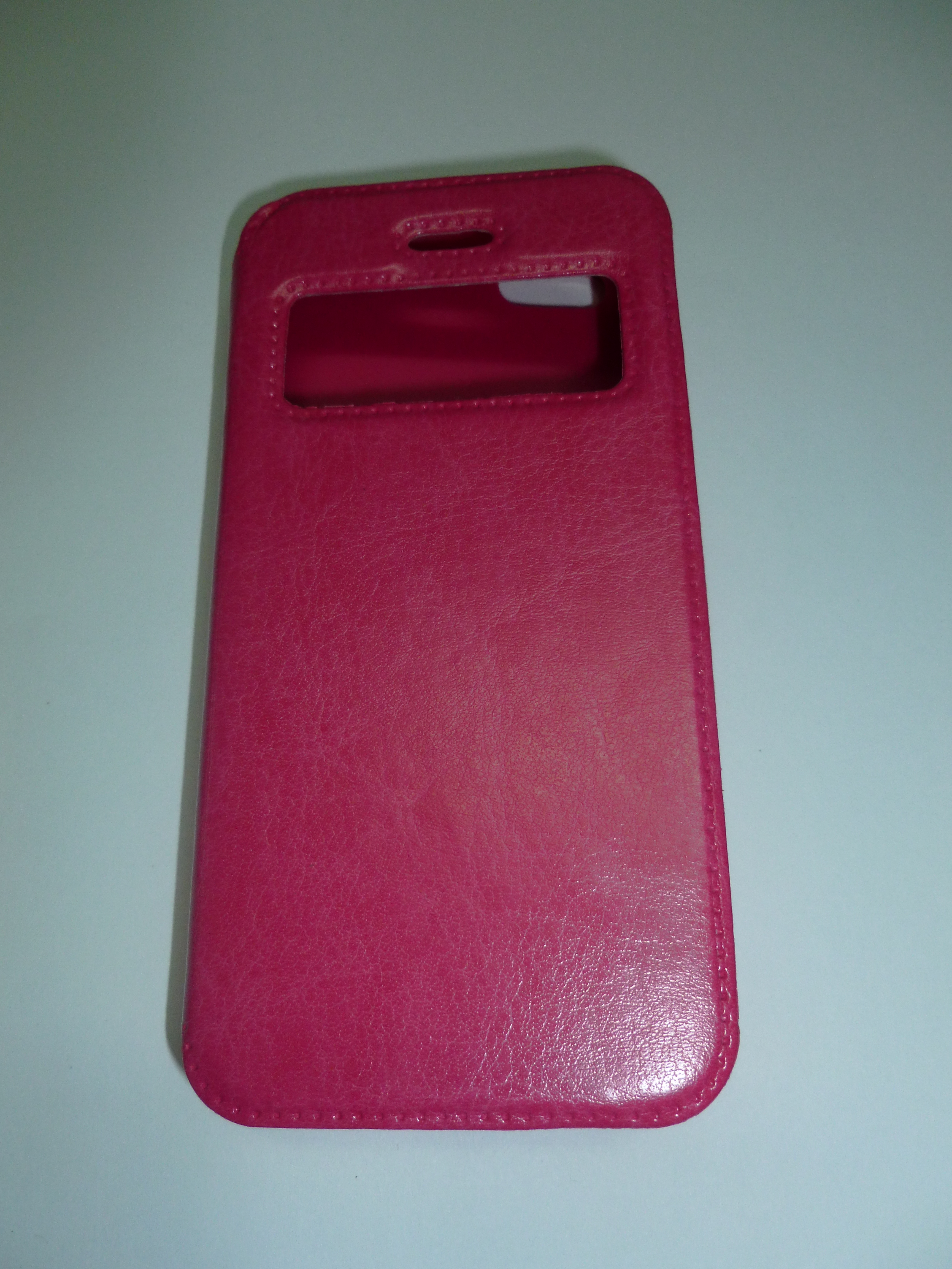 iPhone 5C Window-Style Side-Open Leather Case (Fuchsia)