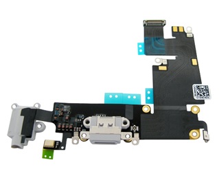 iPhone 6 Plus Charging System Connector with Flex & Earphone Flex Socket (Light Grey) (Repair Parts)