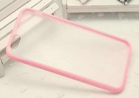 iPhone 6 Plus / 6S Plus TPU Bumper Frame with Matte Clear Back Hard Case Cover - Pink (OEM)