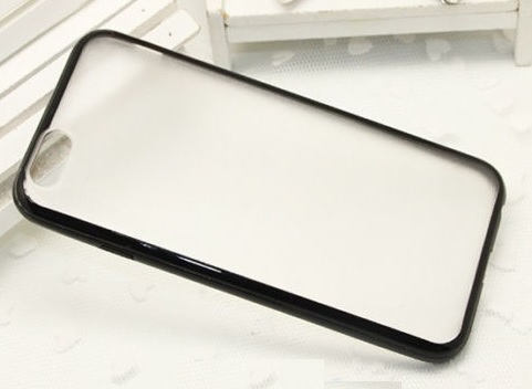 iPhone 6 Plus / 6S Plus TPU Bumper Frame with Matte Clear Back Hard Case Cover (Black) (OEM)