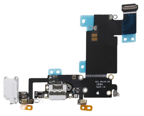 iPhone 6S Plus Charging System Connector with Flex & Earphone Flex Socket (Light Grey) (Bulk) (Repair Parts)