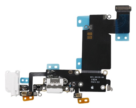 iPhone 6S Plus Charging System Connector with Flex Cable & Earphone Flex Socket (White) (Bulk) (Repair Parts)