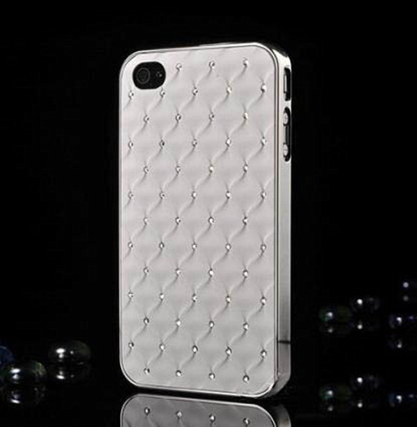 Luxury Bling Diamond Crystal Hard Back Case Cover For Apple iPhone 4 4S 4G White