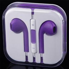Purple Handsfree Earbuds with Microphone & Volume Control for iPhone, Samsung Galaxy, Sony Xperia, HTC, BlackBerry & Other Smartphones (OEM)