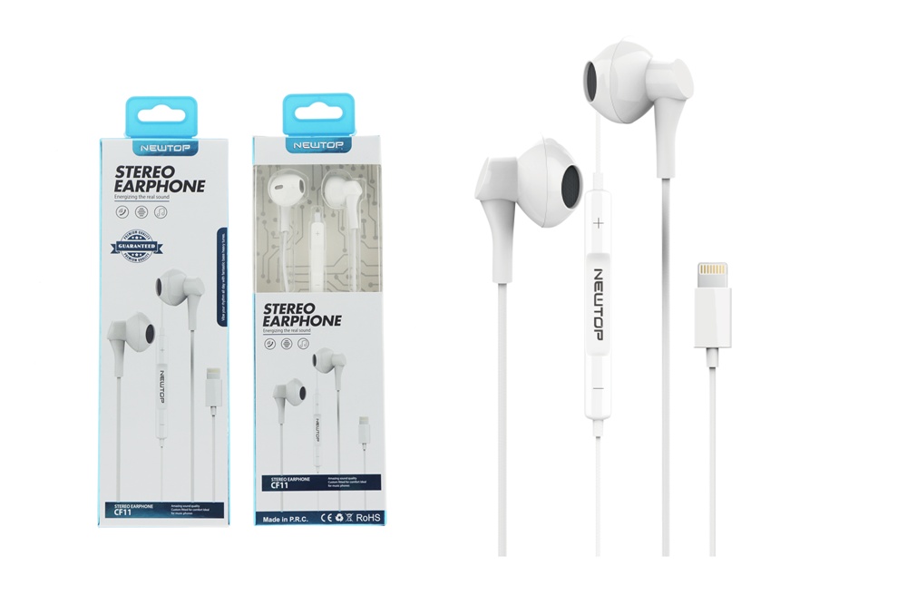 Newtop Stereo Earphone CF11 in White for iPhone