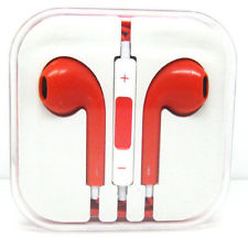 Red - Handsfree Stereo Earphones 3.5mm with Volume Control (OEM)