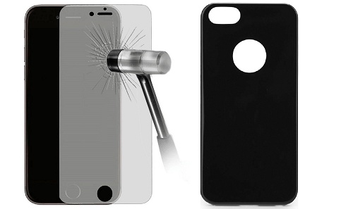 Σετ Θήκη Ultra Thin TPU Gel Με Προστατευτικό Οθόνης Tempered Glass 3D 9h WTP002 Μαύρο για Apple iPhone 7 4.7