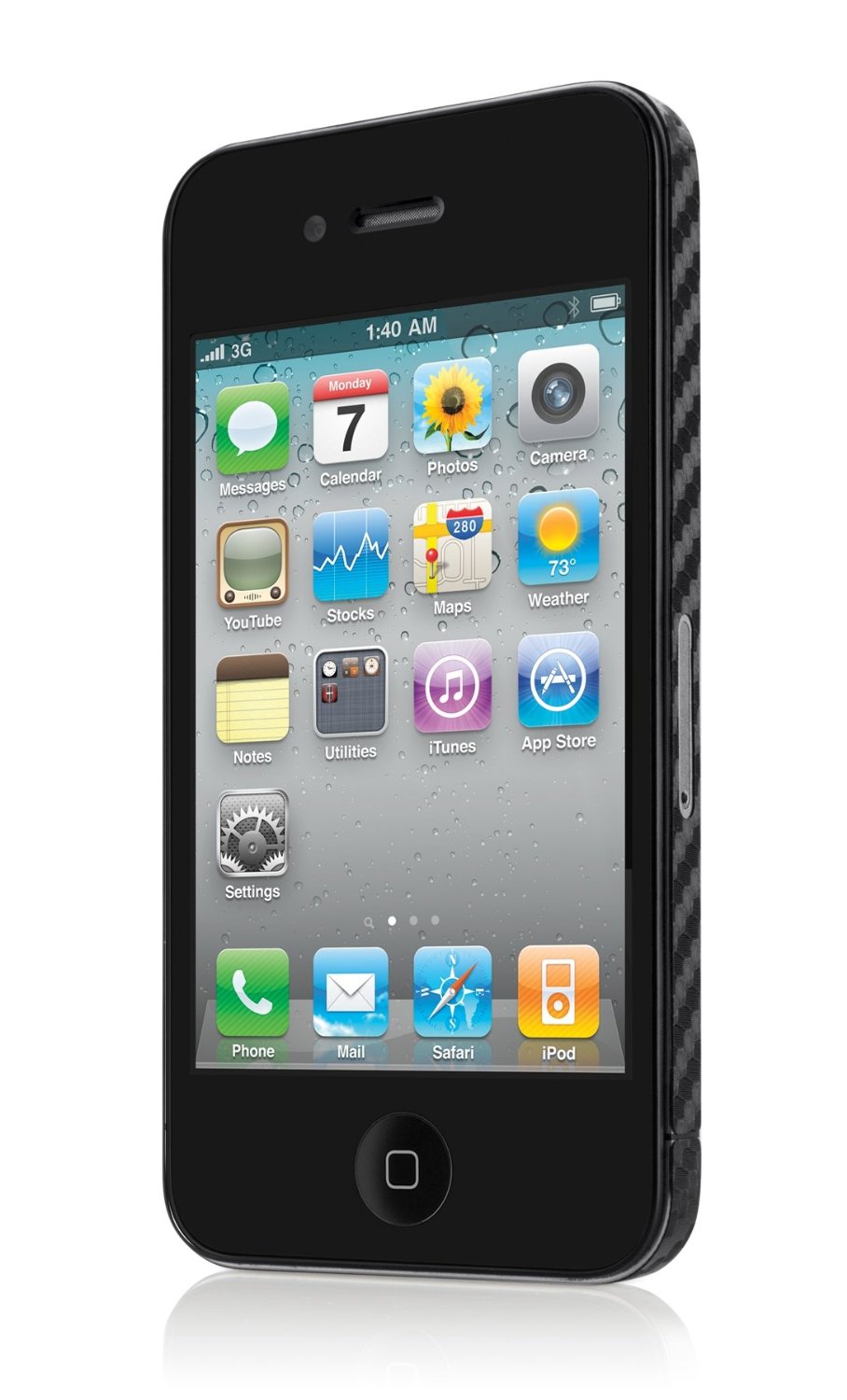 Πλήρες ολόσωμo Carbon Fibre Sticker Skin για iPhone 4S Belkin Finish 026 Μαύρο
