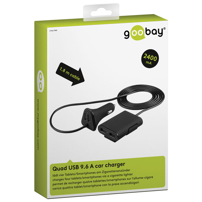 Τετραπλός Φορτιστής Αυτοκινήτου USB 2 9600mA Goobay 71451