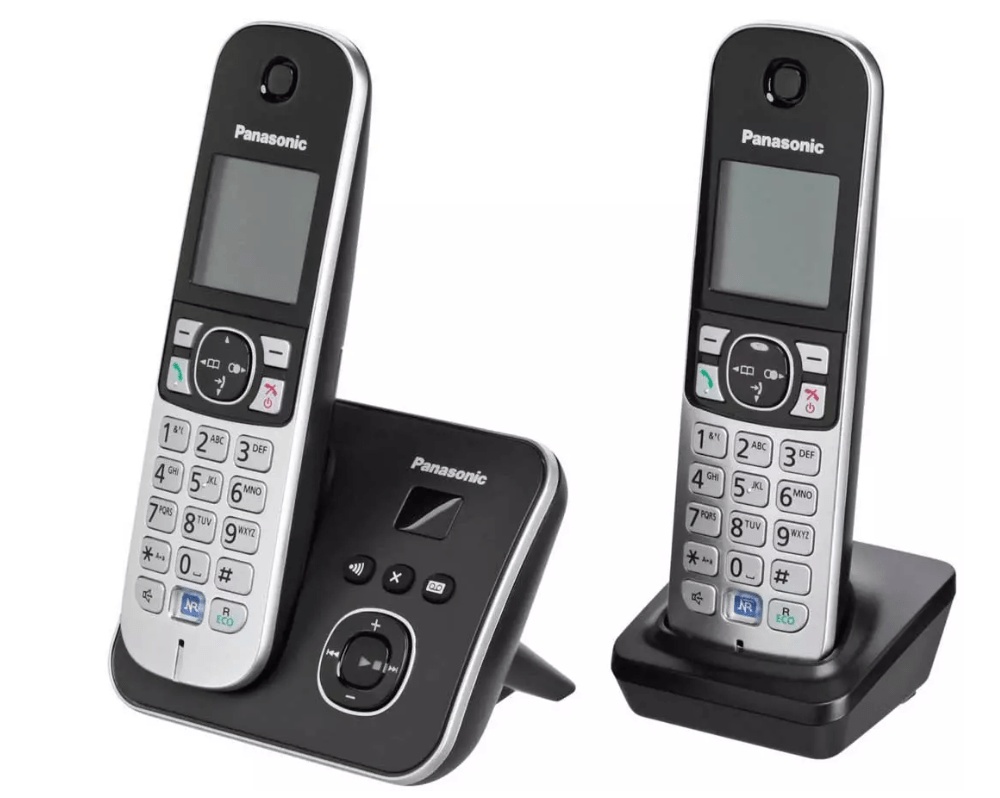 Panasonic KX-TG6862 Ασύρματο Τηλέφωνο Σετ Duo με Ανοιχτή Ακρόαση • Αναγνώριση Κλήσης • Αυτόματος Τηλεφωνητής Μαύρο Ασημί