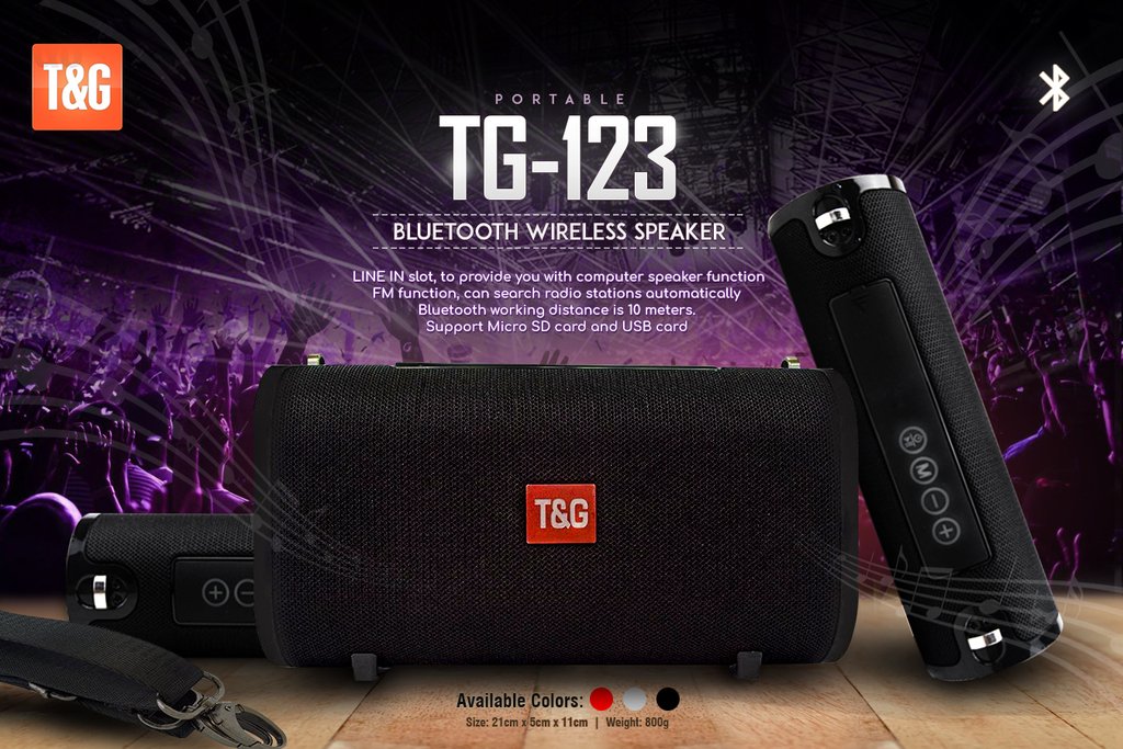 T&G Portable Bluetooth Wireless Speaker TG-123  ΑΣΗΜΕΝΙΟ ΧΡΩΜΑΤΟΣ  (OEM)
