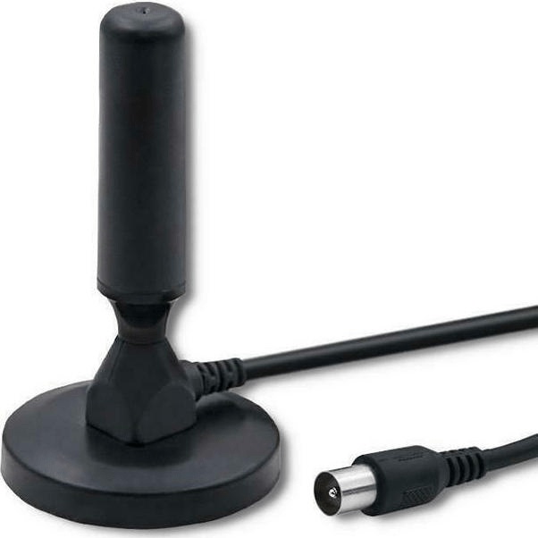 Qoltec 57016 DVB-T2 Indoor TV Antenna (no power required) in Black Color Coaxial Cable Connection