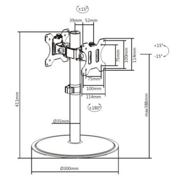 Techly ICA-LCD 402 βάση γραφείου για δυο οθόνες από 17
