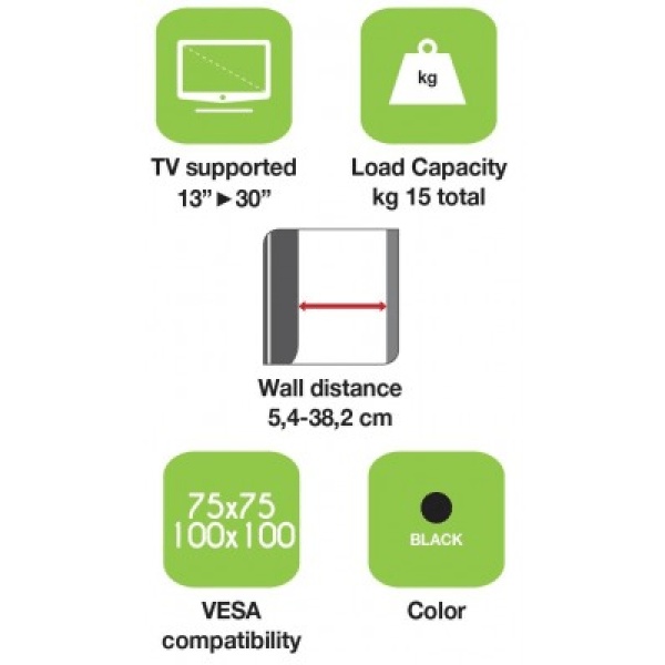 Techly ICA-LCD 923B Wall mount for LED LCD Full-Motion TV 13-30
