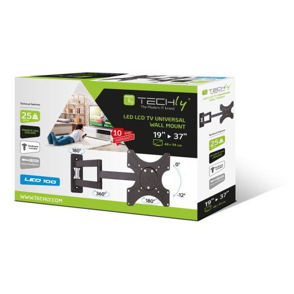 Techly ICA-LCD2903 Stand for LCD and plasma 19 to 37 inches, 3 joints