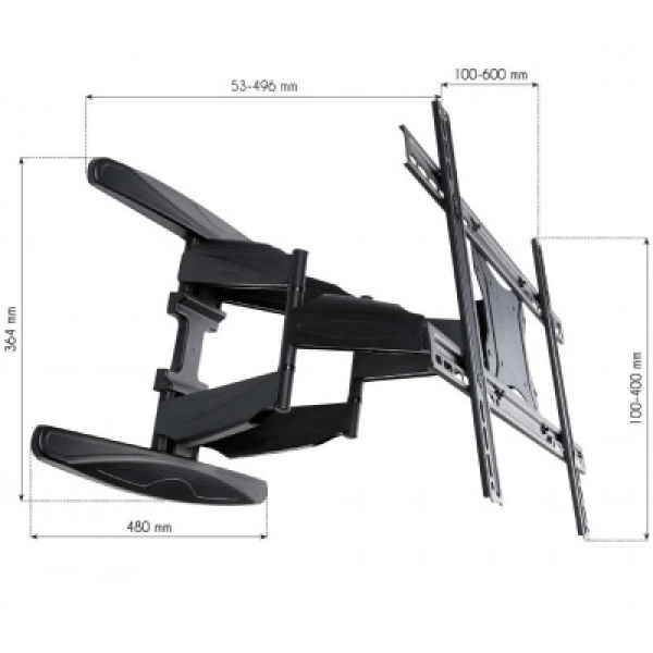 Techly ICA-PLB 172L slim wall mount with arm for LED LCD Full Motion TV 40-80