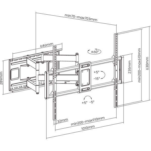 TECHLY ICA-PLB 189B WALL MOUNT FOR LCD LED TELEVISION 60'-120'