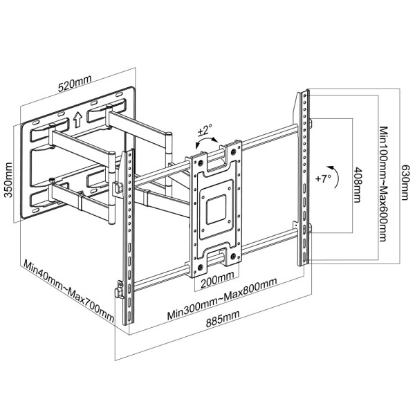 TECHLY ICA-PLB 193 WALL MOUNT FOR LCD-LED FULL MOTION TELEVISION 55-100'