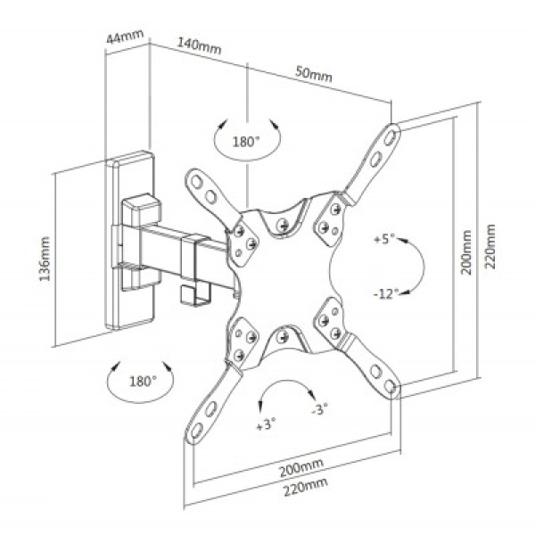 Techly ICA-PLB 400STY Universal Wall Mount 2 Joints for LED LCD 13-42