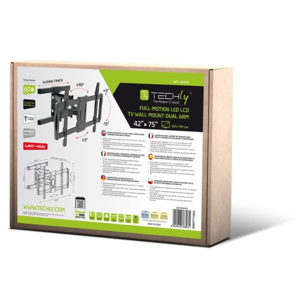 TECHLY ICA-PLB 473 WALL TV MOUNT WITH DOUBLE ARM FULL-MOTION 42'-75'
