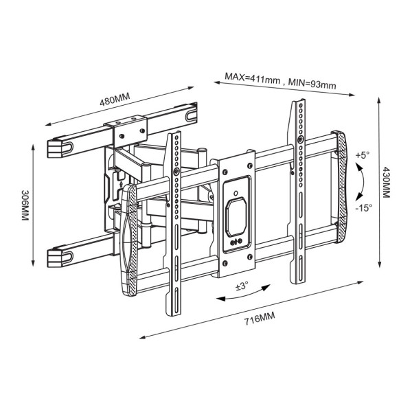 TECHLY ICA-PLB 473 WALL TV MOUNT WITH DOUBLE ARM FULL-MOTION 42'-75'