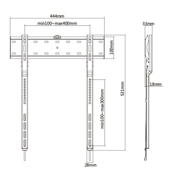 TECHLY ICA-PLB 734F SLIM WALL MOUNT FOR LED/LCD TVS 32-65