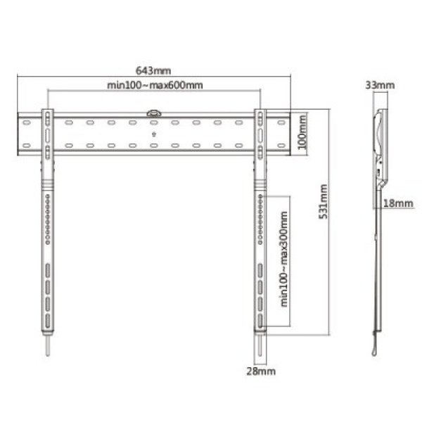 Techly ICA-PLB 736F Stable ultra-thin wall mount for LED / LCD TVs 43-80