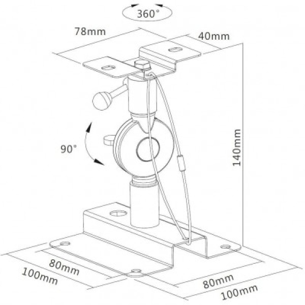 Techly ICA-SP SS03 Pair of wall/ceiling speaker brackets with safety rope