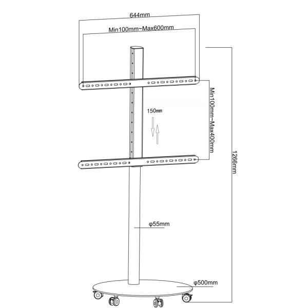 TECHLY ICA-TR102W Tροχήλατη βάση για Τηλεόραση LCD/LED/Plasma 32-70