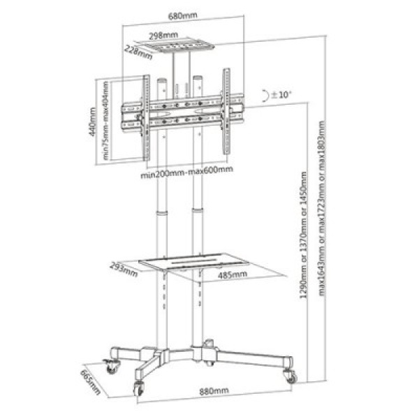 Techly ICA-TR16T Floor stand with shelf LCD / LED / Plasma 37-70