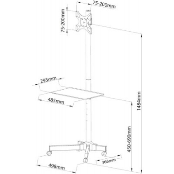 Techly ICA-TR20 Trolley TV Stand LCD / LED / Plasma 19