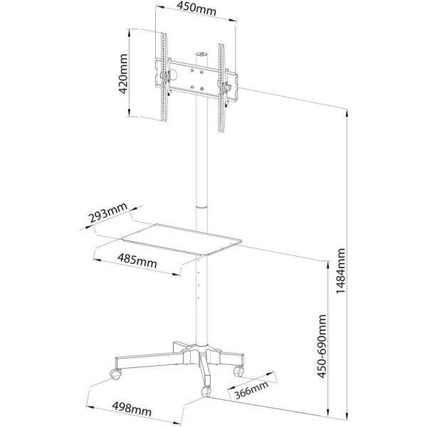 Techly ICA-TR21 Βάση trolley LCD / LED / Plasma 23