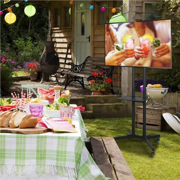 TECHLY ICA-TR216T WHEEL STAND WITH SHELF FOR LCD/LED/PLASMA 37-70'