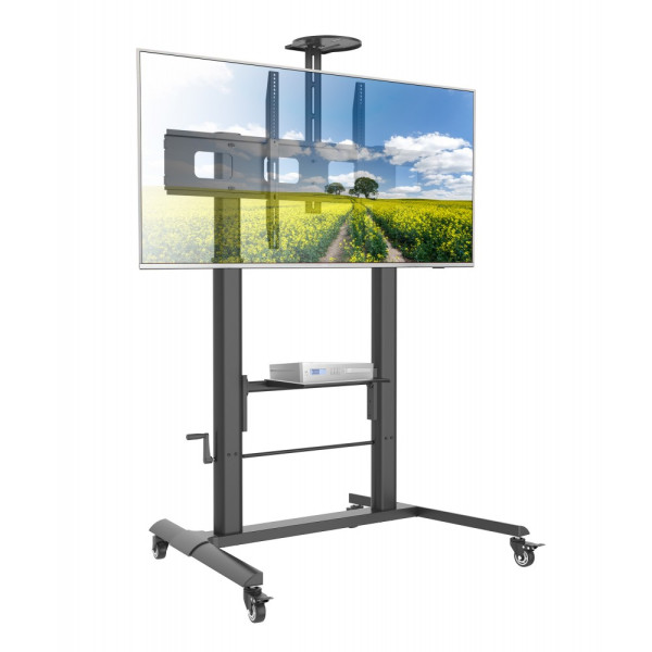 TECHLY ICA-TR230 HEIGHT ADJUSTABLE WHEEL STAND FOR TVS FROM 52' TO 110'' WITH SHELF
