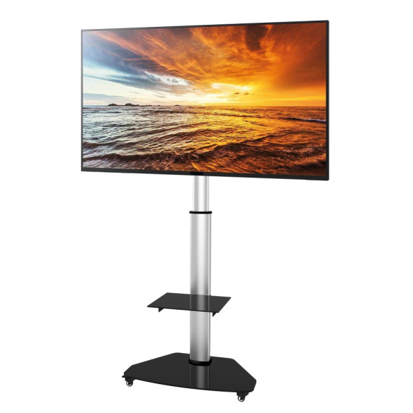 Techly ICA-TR3SL Adjustable Telescopic TV Stand With Wheels LCD / LED / PLASMA 37-70 Silver Adjustable Height Up to 1.90