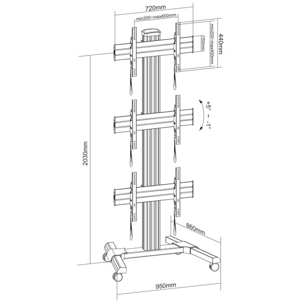 TECHLY ICA-TR3VW Floor stand for 3 LCD/LED TVs 32-55