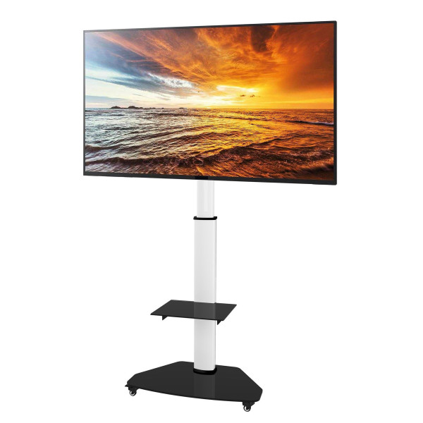 Techly ICA-TR3WH Adjustable Telescopic TV Stand With Wheels LCD / LED / PLASMA 37-70 White Adjustable Height Up to 1.90
