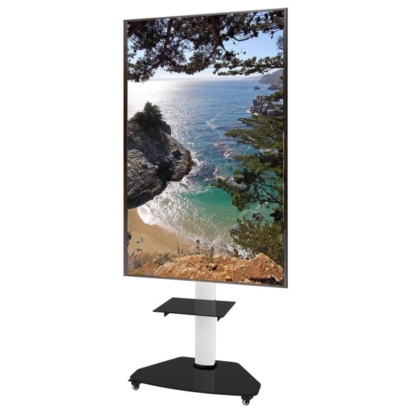 Techly ICA-TR3WH Adjustable Telescopic TV Stand With Wheels LCD / LED / PLASMA 37-70 White Adjustable Height Up to 1.90