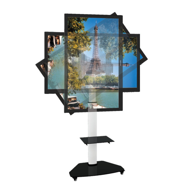 Techly ICA-TR3WH Adjustable Telescopic TV Stand With Wheels LCD / LED / PLASMA 37-70 White Adjustable Height Up to 1.90