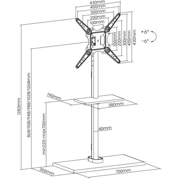 TECHLY ICA-TR414 Floor stand for LCD/LED/Plasma TVs 23