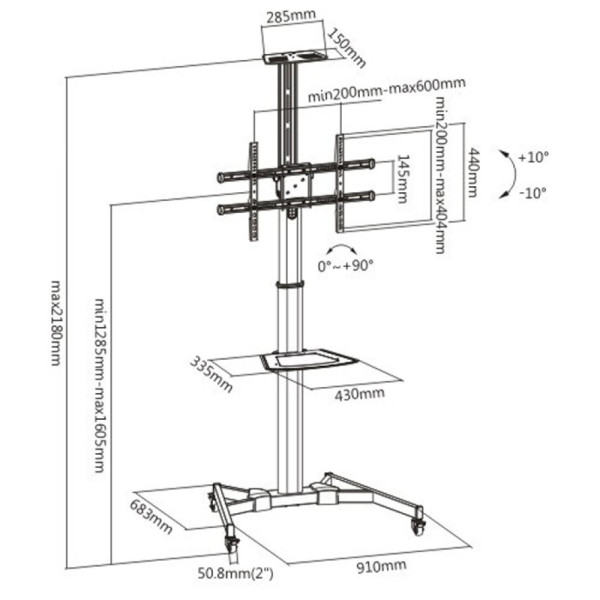 TECHLY ICA-TR46 WHEEL STAND FOR LED/LCD TV 37