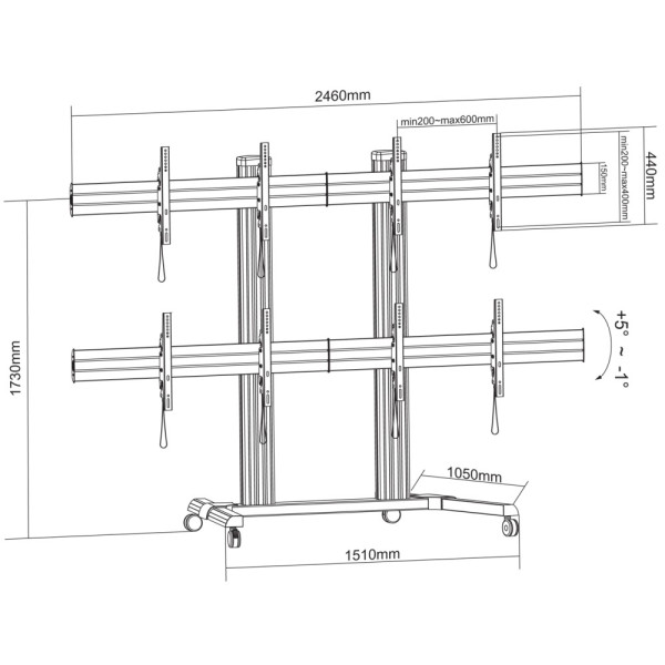 TECHLY ICA-TR4VW Floor stand for 4 LCD/LED TVs 32-55
