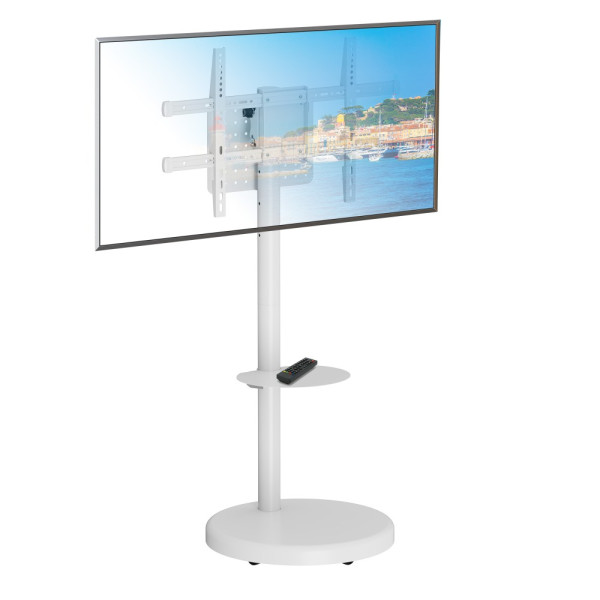 TECHLY ICA-TR55 WHEEL STAND WITH SHELF FOR LCD/LED/PLASMA TV 37-86' WHITE