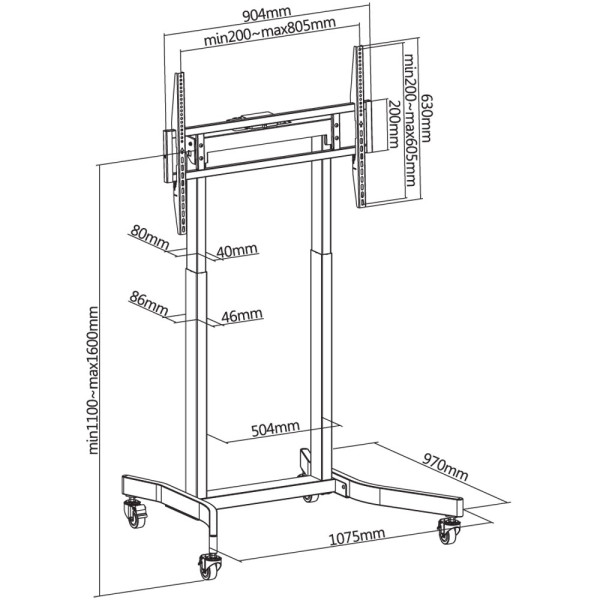 TECHLY Motorized TV Stand with Adjustable Height (55-inch to ) and Remote Control (100-inch) (ICA-TR68M)