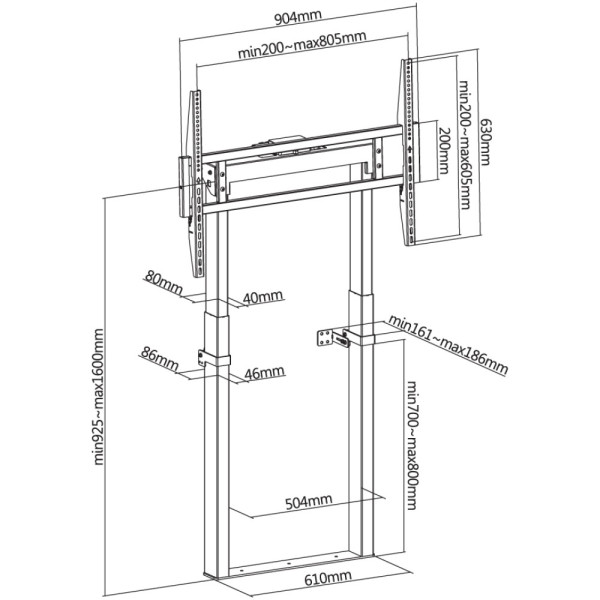 TECHLY Motorized TV Wall Mount (55-inch to ) with Adjustable Height & Remote Control (100-inch) (ICA-TR68MW)