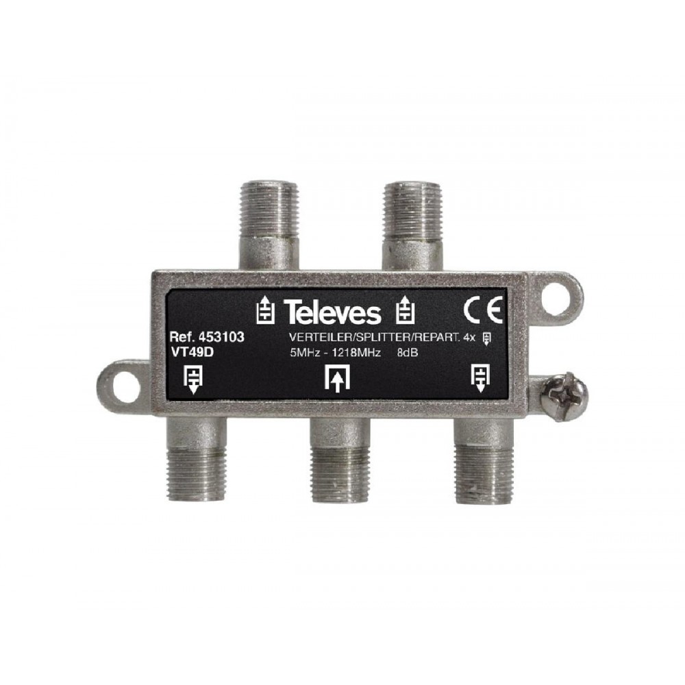 TELEVES 4-Way F-Splitter 5-1218 MHz (453103)