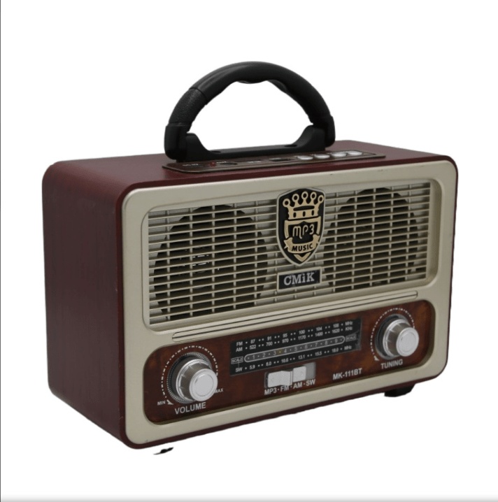 CMIK Portable Retro FM/Bluetooth/TF/USB Radio with Remote M-111BT (Red/White)